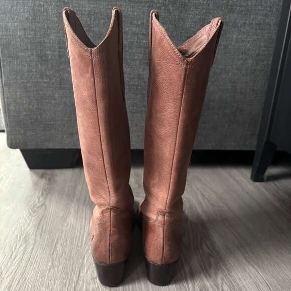 FRYE | Women's Ray Western Pull-On Seam Tall Leather Boots 6.5 Brown Cognac Soft - Picture 4 of 11